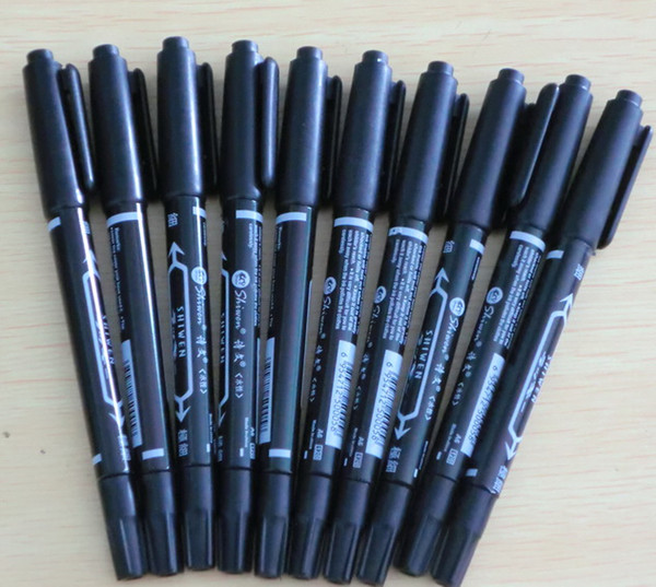 10Pcs Black Dual Tattoo Skin Marker Piercing Marking Scribe Pen