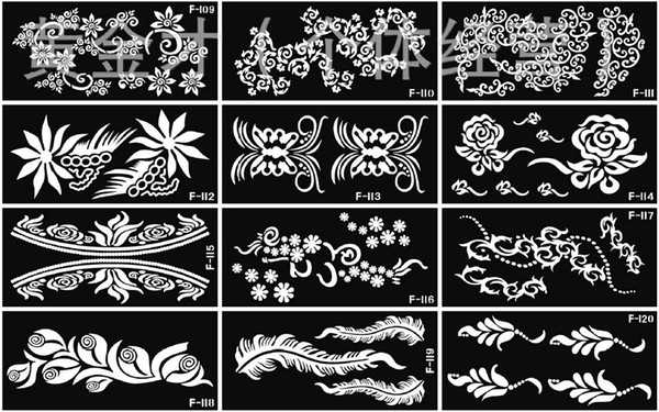 Tattoo Template Body Painting Tattoo Stencil Arabic Henna Patterns Big Size 18.5x9.5cm F97-F194