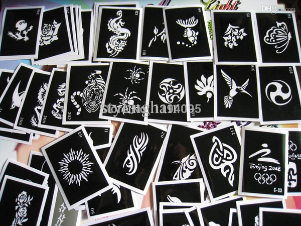 Wholesale tattoo pictures designs Mixed tattoo stencil for painting hennare usable airbrush tattoo stencil 100pcs/lot