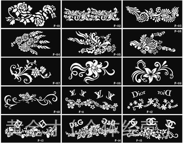 Floweral Tattoo Template Body Painting Tattoo Stencil Arabic Henna Large Size 18.5x9.5cm