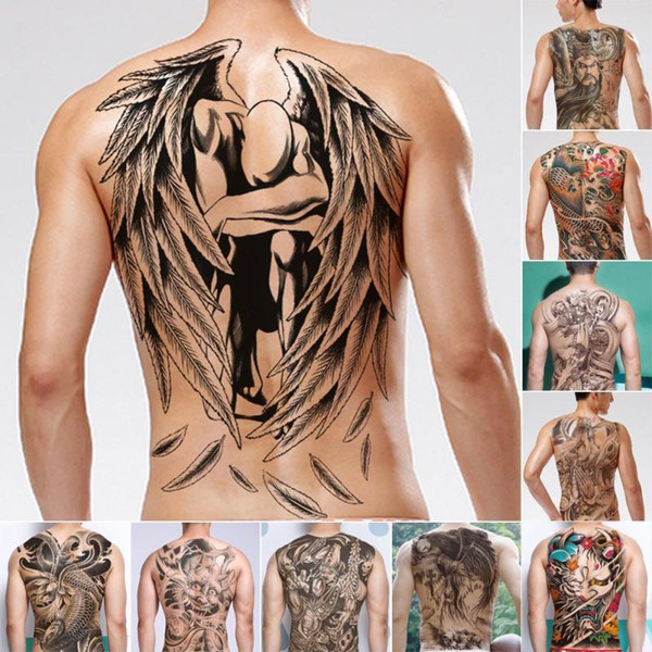 Men Water Transfer Tattoos Sticker Chinese god back tattoo Waterproof Temporary Fake Tattoo 48x34cm Flash tattoo for man B3 C18122801