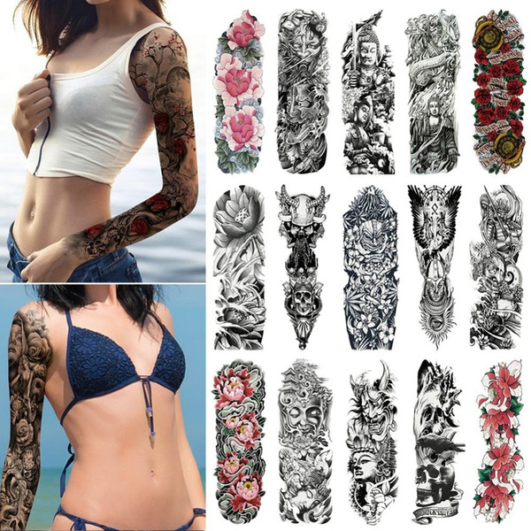 Large Arm sleeve Tattoo Waterproof temporary tattoo Sticker Skull Angel rose lotus Men Full Flower Tatoo Body Art tattoo girl