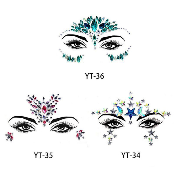 Acrylic Face Rhinestone Sticker For Women Environmental Protection Shiny Bright Strass Face Decoration Costume Party 3 Colors T190628