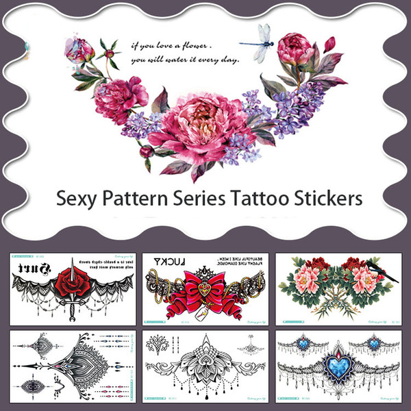 Cover scar tattoo Environment waterproof sweat color tattoo stickers beauty sexy chest Sexy pattern series tattoo stickers