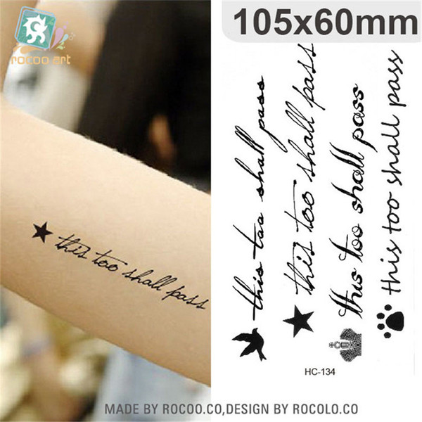 Body Art waterproof temporary tattoos paper for men women fashion 3d English letter design flash tattoo sticker HC1134