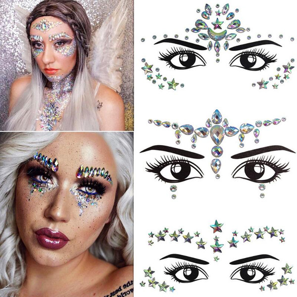 Glitter Face Jewels Temporary Tattoo Sticker Body Art Gems Gypsy Festival Party Face Decoration Tattoo Beauty Makeup Tools