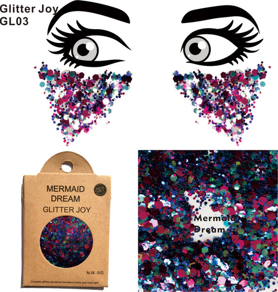 GL03 one pack of Mermaid Dream Chunky Eye Glitter Face Body Sequins Decorations Festival Body Dance Makeup Art