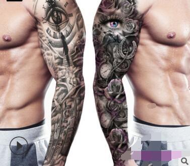 6pcs/lot Waterproof Temporary Tattoo Sticker Full Arm Large Skull Old School Tatoo Stickers Flash Fake Tattoos for Men Women Cool Product