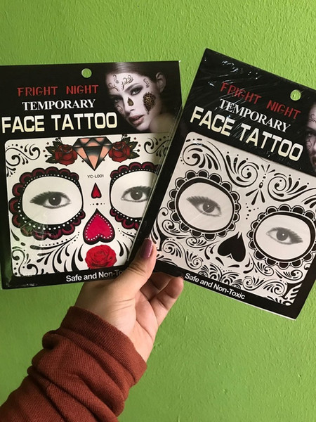 Hot sale fright night temporary face tattoo Body art chain transfer tattoos temporary stickers in stock 9 styles 200pcs