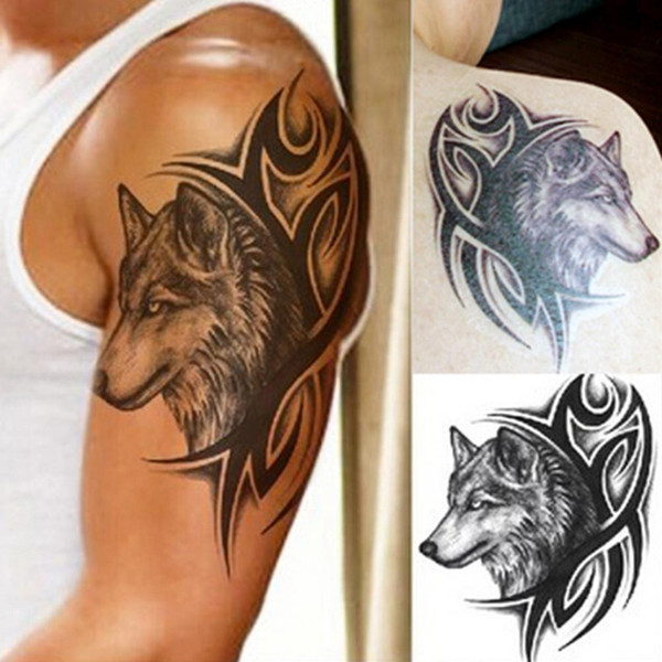 New Hot Water Transfer fake tattoo Waterproof Temporary Tattoo sticker men women wolf tattoo