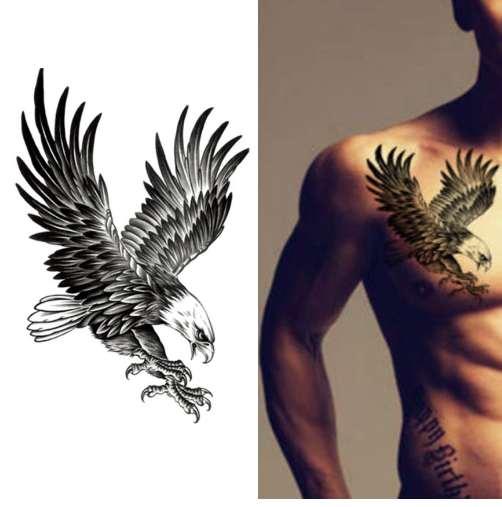 New Eagle Waterproof Temporary Body Art Arm Shoulder Chest Tattoo Sticker Women