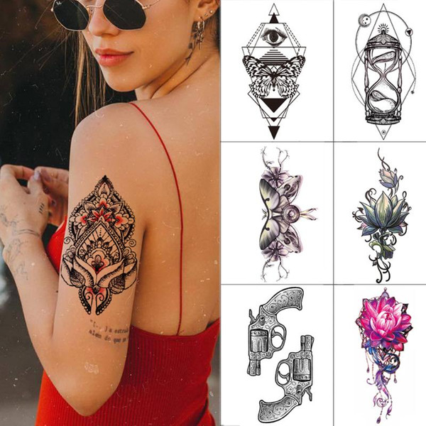 XQB Waterproof Fake Tattoo Half arm temporary tattoo sticker Flower butterfly Ink tattoos for men women Safety high quality