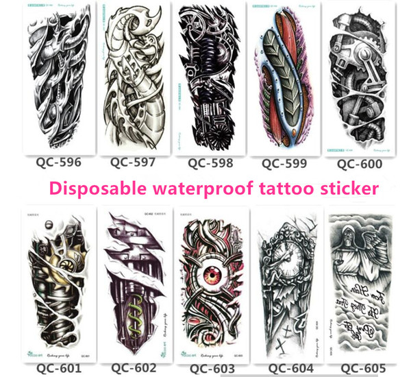 10Pcs Disposable Waterproof Arm Tattoo Sticker Glitter Metal Body Art Prop Makeup Pattern Temporary Tattoo Stickers 210*100mm