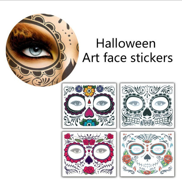 Christmas Party Facial Day of the Dead Faced Tattoo Halloween and Masquerade Ball Must Tattoo Sticker Waterproof Faced Tattoo