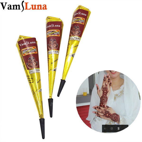 3X Henna Cones Tattoo Ink Reddish Brown Color Indian Body Art Mehendi for Temporary Fake Tattoo