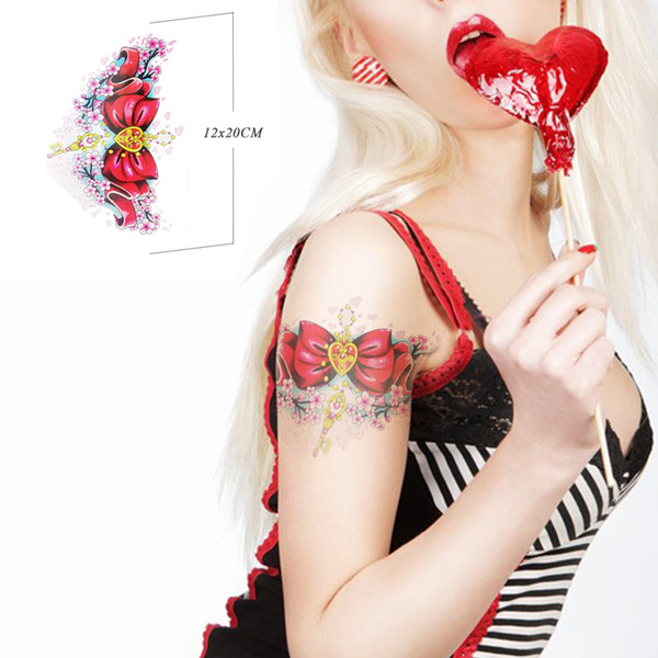 New Fashion Body Art Beauty Makeup Red Bow Waterproof Temporary Tattoo Stickers Sexy Products Arm Tattoos