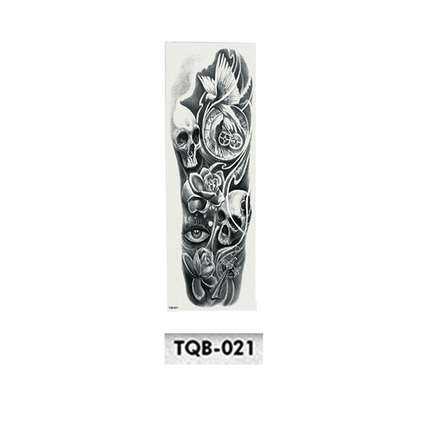 Full Flower Arm Tattoo Sticker Skeletons and Roses Temporary Tattoo Stickers Water Transfer Tattoo Sleeve Body Art