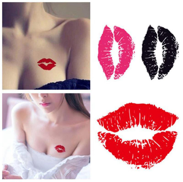 50pcs / Set Temporary Tattoos Sexy Red Lips Waterproof Tattoo Sticker Body Art Makeup Waterproof Temporary Arm Tattoo Stickers