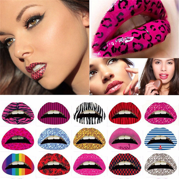 Temporary Lip Tattoo Stickers Lipstick Art Transfers Kiss Lips Body Art Beauty Makeup Waterproof Temporary Tattoo Stickers R0111