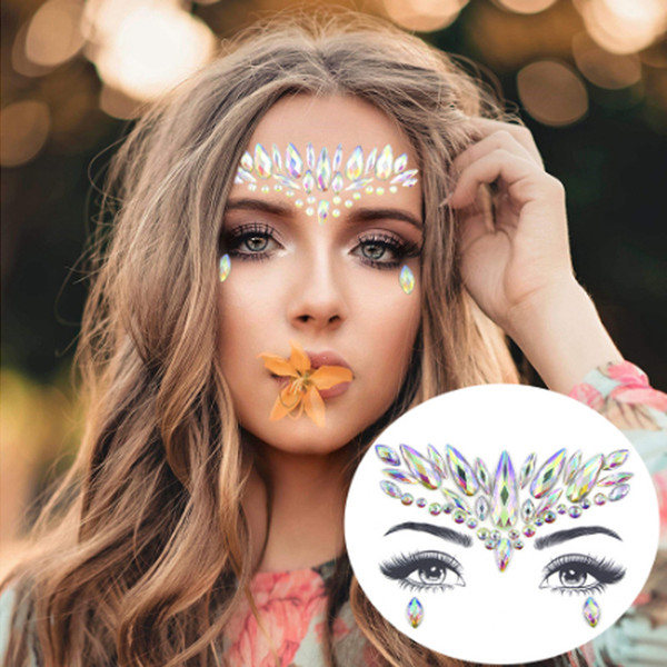 2020 NEW ARRIVAL Face Tattoo Sticker Diamond Sticker Glitter Crystal Tattoo Stickers For Women Face Forehead Paster Wedding Decorations