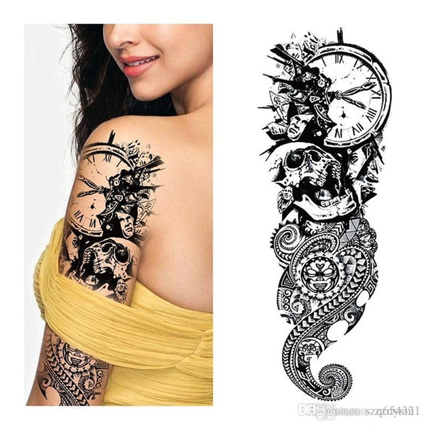 1PC NEW 48*17cm Full Flower Arm Tattoo Sticker 40models Fish Peacock Lotus Temporary Body paint WaterBikini stickers for beach in summer