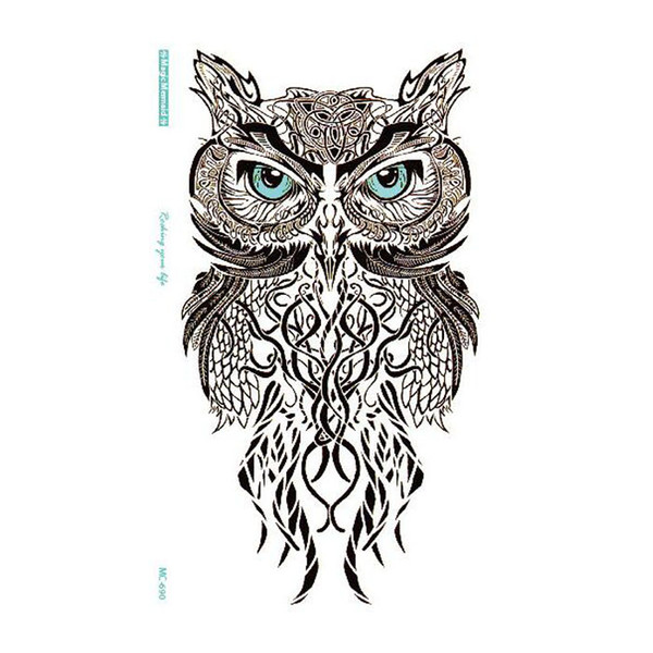 Simple Blue Eye OWL Temporary Tattoo Stickers Temporary Body Art for Boys Girls Hot sale free ship