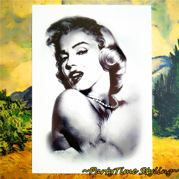 Wholesale- Goddess Marilyn Monroe Temporary Tattoo Body Art, Sleeve Flash Tattoo Stickers 12*20cm Waterproof Tatto Henna Fake Tatoo Sticker