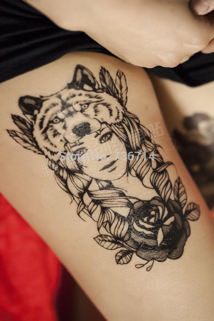Wholesale-Temporary tattoos, beauty vintage black pattern large size