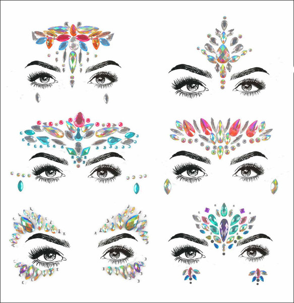 2019 Acrylic Resin Drill Stick Bindi Sticker Handpicked Bohemia And Tribal Style Face And Eye Jewels Forehead Decor Sticker T190711