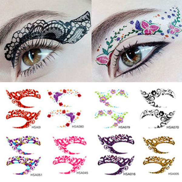 Crazy Temporary Tattoo Stickers Girls Party Instant Eye Shadow Sticker Colourful Eye Rock Tools 12pairs/lot RRA1742