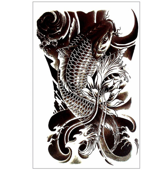 Wholesale Fancy Carp Fish Temporary Tattoo Body Art Sleeve Arm Flash Tattoo Stickers 12*20cm Waterproof Tatto Henna Fake Tatoo Sticker