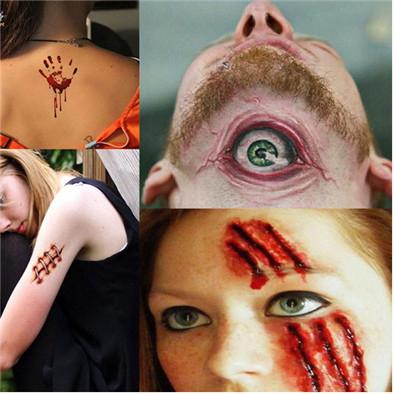 30 PCS Halloween Bloody realistic scar Tattoo Sticker waterproof Tattoo Sticker 57*97mm Temporary Tattoos Spot wholesale A set of 30 pieces