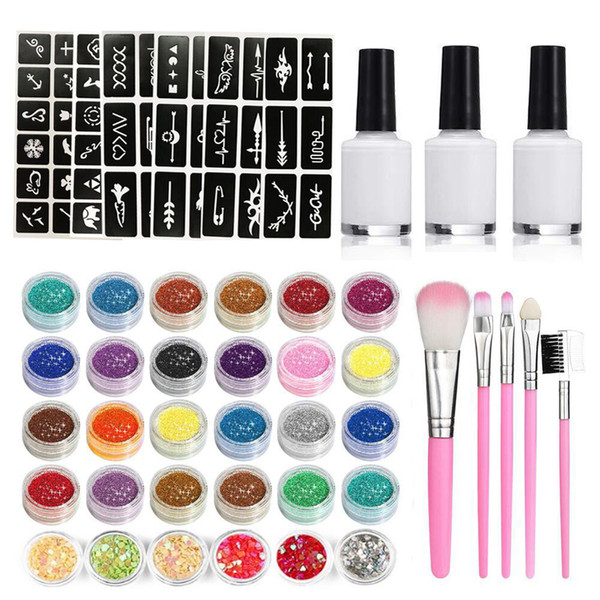 New Plus Diamond Glitter Tattoo Set Semi-permanent Simple Tattoo Template Send 120 Template Set Body Painting Art For Kids Adult