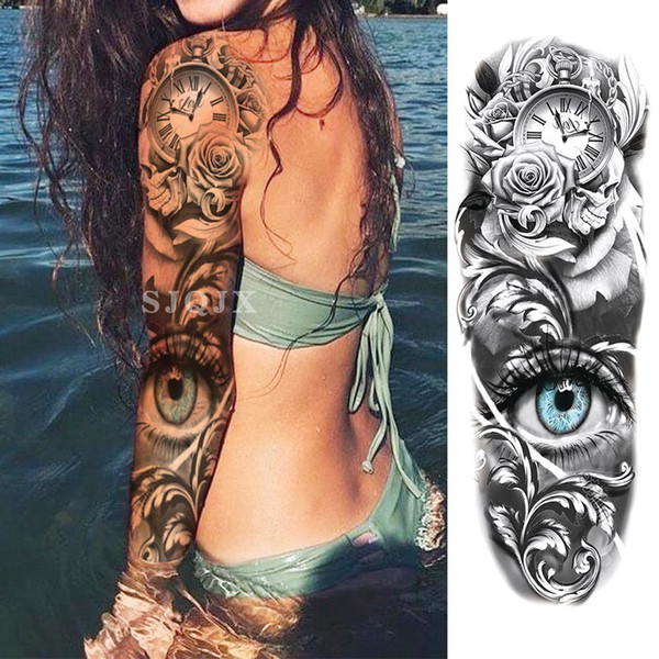 Arm Full Tattoo Large Stickers Flash Tattoos Sleeve Temporary Fake Tattoo Sticker Flower Dragon Tiger Rabbit Skull Thigh Tattoo Hot