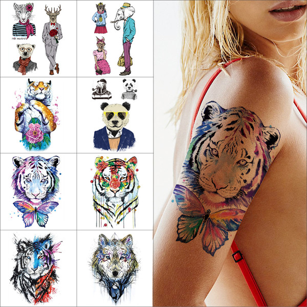 Butterfly temporary tattoo stickers Lion tiger waterproof tattoos Water transfer body tattoos long lasting easy to clean for men women