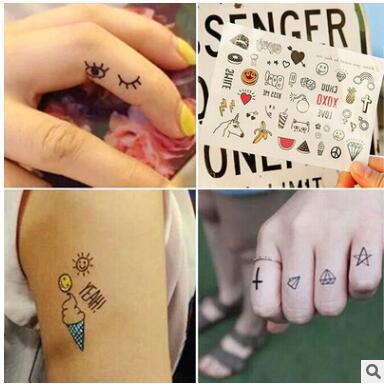 Waterproof temporary tattoo of Cute pictures unicorn banana fruit five styles can choose