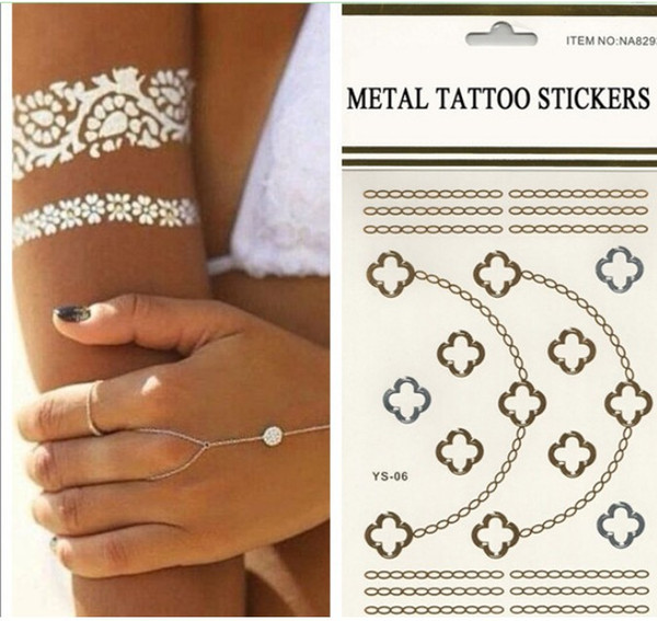 Fashion Body Art Stickers Metallic Temperory Body Tattoos 21x 15cm Gold Waterproof Body Art Stickers 1 set=1 sheet