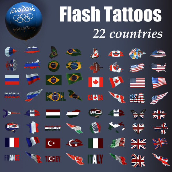 fashion Olympic Flash tattoo football basketball fans country stickers Temporary Tattoo for sport fans Flag tattoo