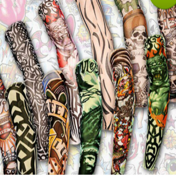 12pcs mix Free shipping elastic Fake temporary tattoo sleeve 3D art designs body Arm leg stockings tatoo cool