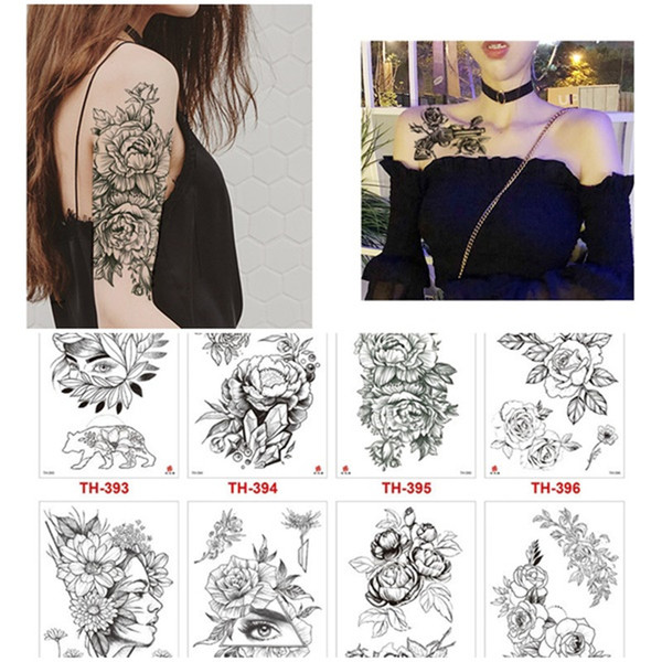 2019 New Body Art Waterproof Temporary Tattoo Stickers Flower Design Fake Tattoo Flash Tattoo Sticker Hand Foot Neck Makeup For Women Men