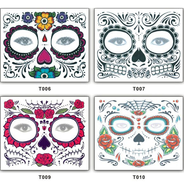 Christmas party Facial day of the dead faced tattoo Halloween and masquerade ball must, pretty tattoo sticker waterproof faced tattoo