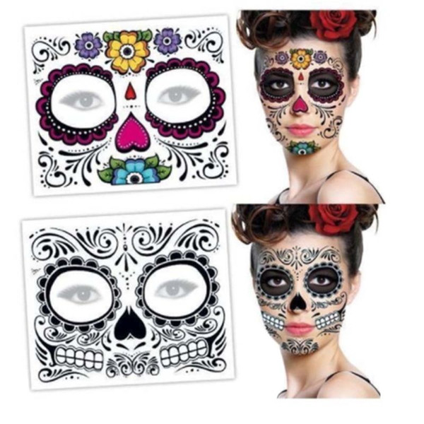 Christmas party Facial day of the dead faced tattoo Halloween and masquerade ball must, pretty tattoo sticker waterproof faced tattoo