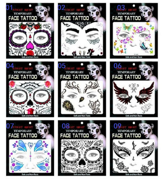 Hot sale fright night temporary face tattoo Body art chain transfer tattoos temporary stickers in stock 9 styles