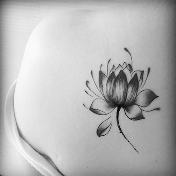 Black Waterproof Lotus Flower stickers women Lotus flower tattoo Temporary Tattoo Stickers Temporary Body Art Waterproof