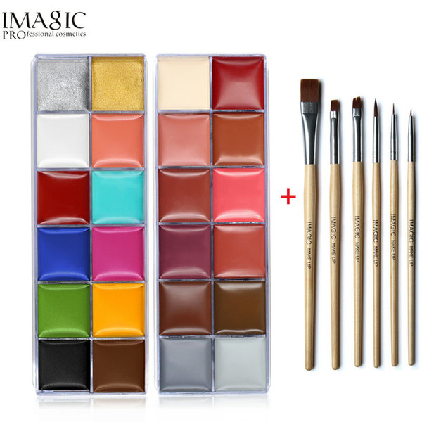 IMAGIC Face Body Paint Oil Painting Art Make Up Set Tools Party Halloween Fancy Dress 12 Flash Tattoo Color+6pcs Paint Brush