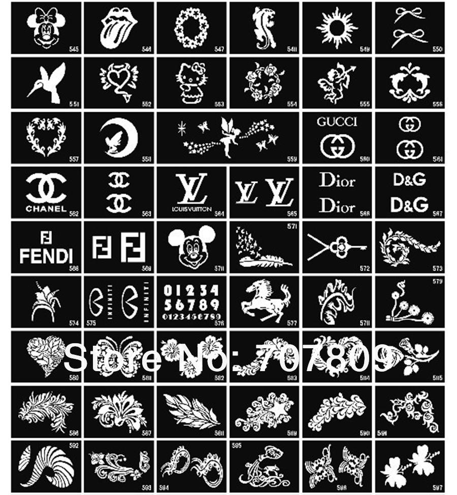 Wholesale-Free shipping 100 pcs Mixed Design Stencils for Body Painting Glitter Temporary Tattoo - 2015 NEW Picture