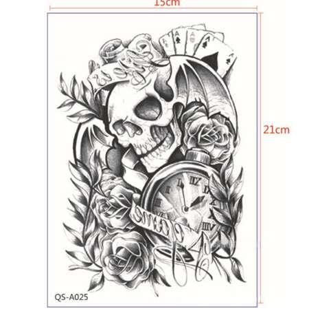 Half Arm Body Temporary Tattoo Sticker Skull Waterproof Long Lasting Water Transfer Semi Permanent Makeup Tatto Tatoo Stickers