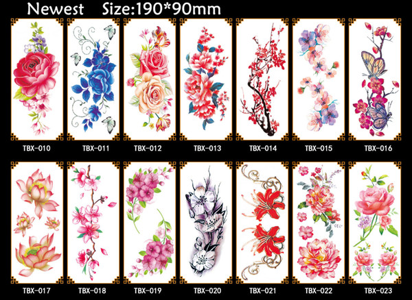 Fashion Sexy Flower Rose Waterproof Temporary Tattoo Sticker for Adults Kids Body Art Fake Women Tattoo New Design Water Transfer Tatoo