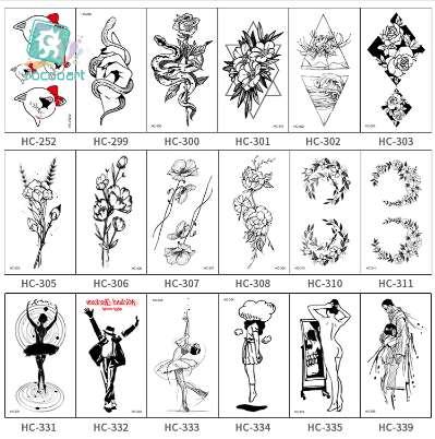 Rocooart Flower Snake Fake Tattoo Cute Rabbit Tatuajes Tatuagem Dancing King Taty Body Art Waterproof Temporary Tattoo Stickers