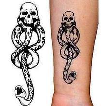 Waterproof Temporary Tattoo Harry Potter DEATH EATERS snake with skull head myth totem tatto flash tatoo fake for girl women D19011203